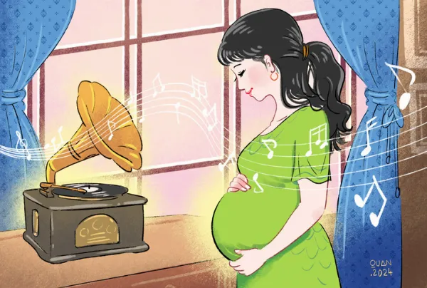 Thai phụ chỉ nên mở nhạc loa ngoài ở mức vừa phải, vừa đủ nghe để giúp phát triển thính giác của bé